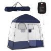 Outsunny Instant Shower Tent w/2 Rooms, Shower Bag, Floor and Carrying Bag, Blue, Pop Up Privacy Shelter, Changing Room for Camping, Outdoor