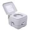 Lightweight Portable Toilet, 2.6 Gallon Flushable Camping Toilet, Sanitary Outdoor Travel Toilet for Tents Boats Semi Trucks RV's Gray
