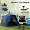 Camping Tent 4 Person Pop Up Tent Quick Setup Automatic Hydraulic Family Travel Tent w/ Windows, Doors Carry Bag Included