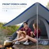 Teepee Camping Tent Easy Set-Up with Porch Blue for 2-3 Person Outdoor Hiking