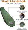 20 F Cold Weather Mummy Sleeping Bag, 82 Inches x 33 Inches, Olive Green