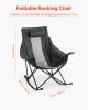 VEVOR Rocking Camping Portable Folding Rocker Chair, Heavy-Duty Lawn Chair Recliner with Cupholder & Pocket, Supports 225lbs