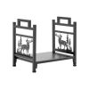 Indoor Firewood Rack, 1.5 ft Curved Log Holder with Canvas Carrier, 40lb Capacity Wood Storage Stand, Powder-Coated Steel Firewood Holder