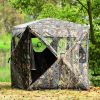 3 Person Portable Pop-Up Ground Tent / Blind with 3 Ports and Carrying Bag, Great For Hunters or Photographers