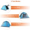 4-5 Person Camping Tent Outdoor Foldable Waterproof Tent with 2 Mosquito Nets Windows, Bag, Blue