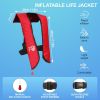 Automatic-Manual Inflatable Adult Life Vest Jacket, Water Sports, Kayak, Flood Preparation, Supports up to 330 lbs, 33g CO2 Cylinder, 609 Red