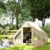 Outsunny Inflatable Camping Tent w/Hand Air Pump, with Mesh Windows and Dual Zipper Doors