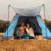 4-5 Person Camping Tent Outdoor Foldable Waterproof Tent with 2 Mosquito Nets Windows, Bag, Blue