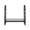 Indoor Firewood Rack, 1.5 ft Curved Log Holder with Canvas Carrier, 40lb Capacity Wood Storage Stand, Powder-Coated Steel Firewood Holder