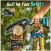 6 inch Mini Cordless Chainsaw ,w/ 2x2000mAh Batteries,Battery Powered Chainsaw for Wood Tree Cutting