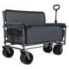 3-in-1 Convertible Folding Wagon Cart with Bench Seat & Storage - 500lbs Heavy-Duty Utility Wagon, 180L Capacity All-Terrain Wheels for Camping