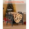 Indoor Firewood Rack, 1.5 ft Curved Log Holder with Canvas Carrier, 40lb Capacity Wood Storage Stand, Powder-Coated Steel Firewood Holder