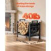 Indoor Firewood Rack, 1.5 ft Curved Log Holder with Canvas Carrier, 40lb Capacity Wood Storage Stand, Powder-Coated Steel Firewood Holder