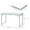 Outsunny 47" Aluminum Lightweight Portable Folding Easy Clean Camping Table with Carrying Handle