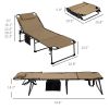Outsunny 2 Piece Folding Chaise Lounge Pool Chairs with 5-level Reclining Back, Reading Hole, Side Pocket, Beige