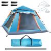 4-5 Person Camping Tent Outdoor Foldable Waterproof Tent with 2 Mosquito Nets Windows, Bag, Blue