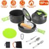 16Pcs Camping Cookware Set, Cookware Kit Aluminum Pot Pan Kettle and Utility Set with Bowls and Wares, Mess Kit