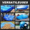 Tarps Waterproof 8x10 FT, 2 Pack Heavy Duty Blue Tarps Cover 8 Mil Thick, Resistant Plastic Tarpaulin with Metal Grommets