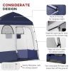 Outsunny Instant Shower Tent w/2 Rooms, Shower Bag, Floor and Carrying Bag, Blue, Pop Up Privacy Shelter, Changing Room for Camping, Outdoor