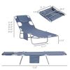 Outsunny Folding Outdoor Chaise Lounge Sun Tanning Chair with Face Cavity, Pillow, 5-level Adjustable for Beach, Pool, Gray