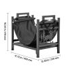 Indoor Firewood Rack, 1.5 ft Curved Log Holder with Canvas Carrier, 40lb Capacity Wood Storage Stand, Powder-Coated Steel Firewood Holder