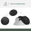 Pop Up Tent with Porch and Carry Bag, 3000mm Waterproof, for 2-3 People Camping Hiking, Black