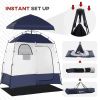 Outsunny Instant Shower Tent w/2 Rooms, Shower Bag, Floor and Carrying Bag, Blue, Pop Up Privacy Shelter, Changing Room for Camping, Outdoor