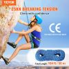 VEVOR 10.2mm Dynamic Climbing Rope, 50M(164ft) Outdoor Rock Climbing Rope 25KN Breaking Tension, Fiber Rope with Steel Snap Hooks for Escape