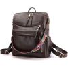 Women Removable Strap Nylon Backpack, Coffee