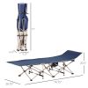 Outsunny Folding Camping Cots for Adults with Carry Bags, Side Pockets, Outdoor Portable Sleeping Bed for Travel Camp Vocation, Blue