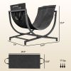 Outsunny Folding Firewood Rack Indoor Outdoor Wood Storage Log Holder with Canvas Carrier, Handles, 16.9" x 15" x 15.9", Black