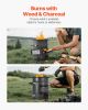 Camping Wood Burning Portable Rocket Stove with Carrying Bag for Backpacking, SPCC Steel, Double Door, Burn Twigs