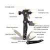 Portable Mini Multi-Tool Hammer; Car Window Glass Safety Emergency Hammer With Knife Pliers Multitool For Camping Hiking