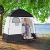 Outsunny Shower Tent w/ Two Rooms, Shower Bag, Floor and Carrying Bag, Portable Privacy Shelter, Instant Changing Room for 2 Person, Black