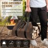 Firewood Carrier Bag with Handle, Durable Wear-Resistant Fireplace Logs Holder, Side Opening Wood Storage Carrying Bag