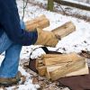 Firewood Carrier Bag with Handle, Durable Wear-Resistant Fireplace Logs Holder, Side Opening Wood Storage Carrying Bag