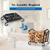 Foldable Firewood Log Rack, Steel Wood Storage Holder