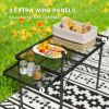 Outsunny Folding Camping Table, 4.5ft Portable Table with 2 Wing Panels, Height Adjustable Metal Picnic Table