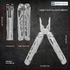 Heavy Duty Multitool, Military Grade Stainless Steel, Deep Profile Blade; First Aid Scissors; Sturdy Pliers; Cord Cutter; 18 Locking Tools