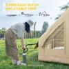 Outsunny Inflatable Camping Tent w/Hand Air Pump, with Mesh Windows and Dual Zipper Doors