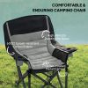 Outsunny Padded Camping Chair for Adults, Portable Folding Camping Chair with Side Pockets, Cup Holders, Carry Bag, Gray