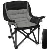Outsunny Padded Camping Chair for Adults, Portable Folding Camping Chair with Side Pockets, Cup Holders, Carry Bag, Gray