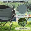 Outsunny Padded Folding Camp Chair, Double Camping Chair, Armrests, Cup Holders, Carry Bag, Black
