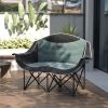 Outsunny Padded Folding Camp Chair, Double Camping Chair, Armrests, Cup Holders, Carry Bag, Black