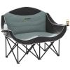 Outsunny Padded Folding Camp Chair, Double Camping Chair, Armrests, Cup Holders, Carry Bag, Black