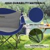 Outsunny Padded Folding Camp Chair, Double Camping Chair, Armrests, Cup Holders, Carry Bag, Blue