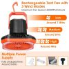 Portable Hanging Lantern Tent Fan 10000mAh Battery Power, USB Rechargeable, 4 Light, 3 Wind Modes, Emergency Power Bank