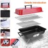 Portable Charcoal Folding BBQ Grill, Outdoor Tabletop Barbecue Smoker with Lid for Backyard, Camping, Picnics