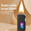 Soft Fire/Jet Flame - Windproof Dual Flame Adjustable Lighter Firestarter, Wheel Side Pressure Ignition, Metal Body, Blue Flame