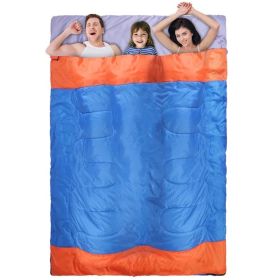 3 People Sleeping Bag, Lightweight Water Resistant Cotton Liner Cold Warm Weather 3 Season w/ Sack (Color: 3-Person)